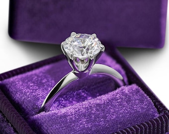 Diamond Engagement Ring, 1 Carat Diamond, White Gold Band Engagement, Diamond Gold Ring, 14K White Gold Solitaire Ring, Classic ring design