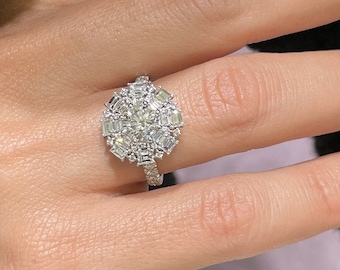 1,5 karaat verlovingsring ronde natuurlijke gecertificeerde diamant 14K witgoud mooie jubileumring