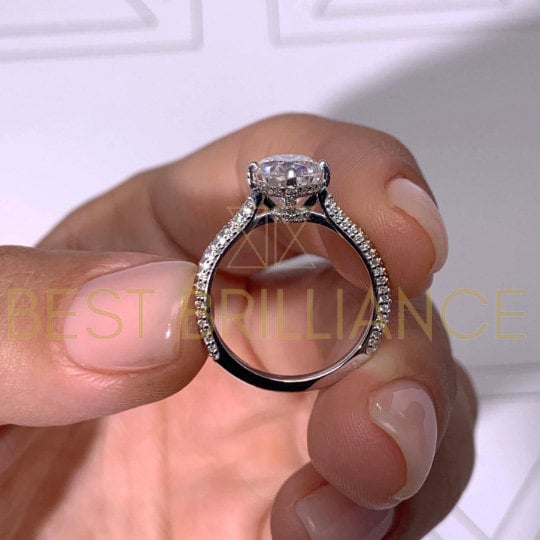 Oval Moissanite Engagement Ring 3 Carat D VVS1 14k White Gold