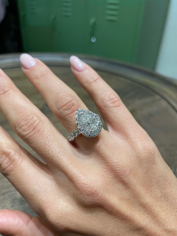 Gorgeous Engagement Ring Pear Halo Style 14K White Gold With Gorgeous Engagement Ring Pear Halo Style 14K White Gold With