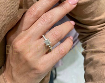 1.5 Carat D VS1, Engagement Rings, 14k Yellow Gold, Real Diamond, Princess Cut Solitaire Ring, Natural Diamonds, Classic Proposal Ring