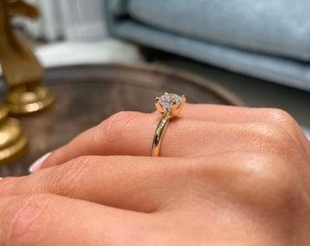 Details about   18K YELLOW GOLD OVER 1.15 CT ROUND CUT ENGAGEMENT RING 