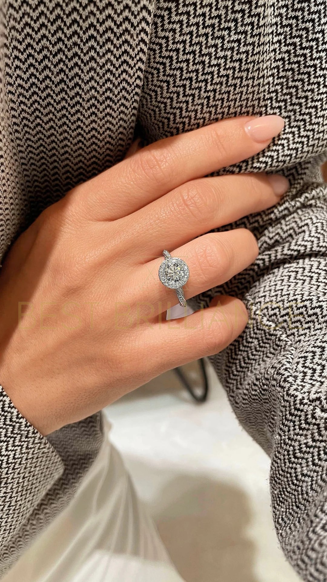 Carat Diamond Engagement Ring Style Round, 14K White Gold