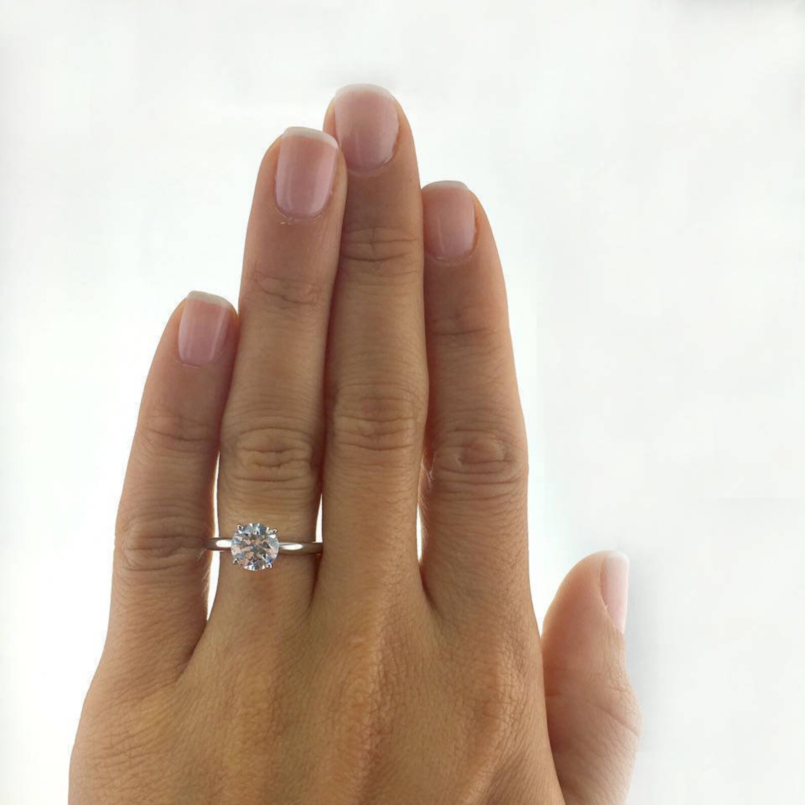 Diamond Engagement Ring 1.5 Carat Diamond Ring 14K White image 0.