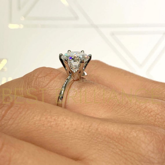 6-Prong Cathedral Oval Moissanite Solitaire Ring - sol459 - MoissaniteCo.com