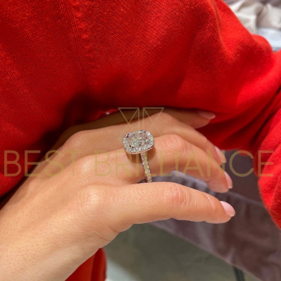 5 Carat Statement Halo Engagement Ring Big Moissanite Diamond