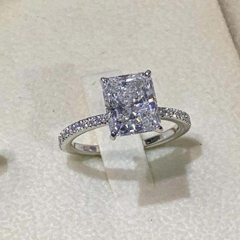 3.3 Carat Radiant Cut Pave Engagement Ring Unique Diamond | Etsy
