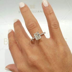 Radiant Diamond Engagement Ring, 1.8 Carat Radiant Shaped F VS , 14K Rose Gold Diamond Ring, Radiant Diamond Ring, Side Stone Diamond Ring