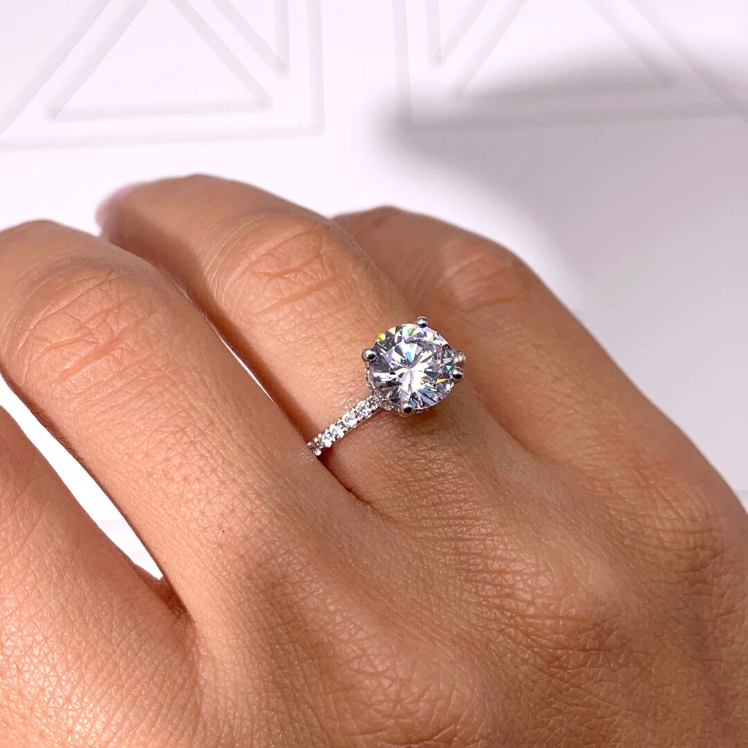 2 Carat Lab Grown Diamond Engagement Ring 14K White Gold Etsy