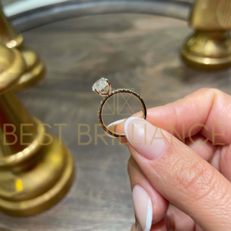 2.5 Ct F VS2 Round, Hidden Halo Design Diamond Engagement Ring, 14K Yellow Gold Ring Engagement, Diamond Gold Ring, Diamond Engagement Ring
