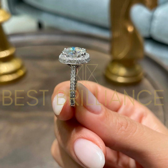 Buy 4.2 Carat Round Cut Moissanite Ring Solid 14k White Gold Buy 4.2 Carat Round Cut Moissanite Ring Solid 14k White Gold