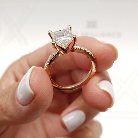 Rose gold princess cut diamond engagement ring deals