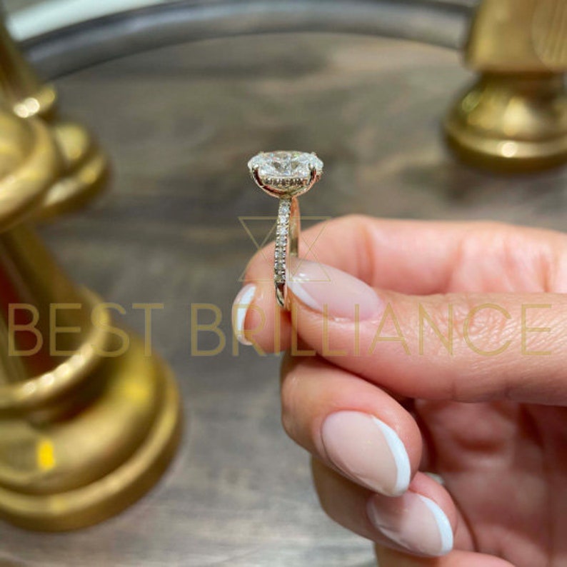 2.5 Ct F VS2 Round, Hidden Halo Design Diamond Engagement Ring, 14K Yellow Gold Ring Engagement, Diamond Gold Ring, Diamond Engagement Ring