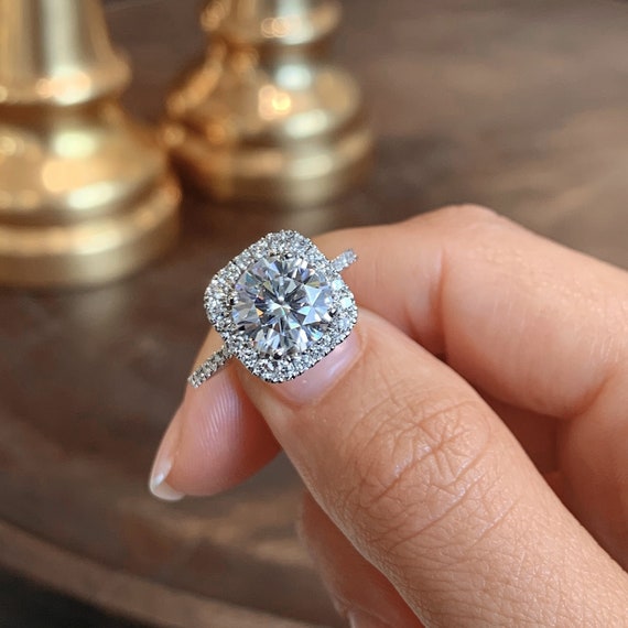 3Ct Round Cut VVS1/D Diamond Floral Women's Engagement Ring 14K White Gold Over 