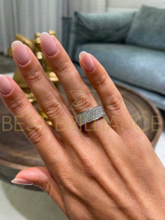 Wide band pave diamond best sale ring