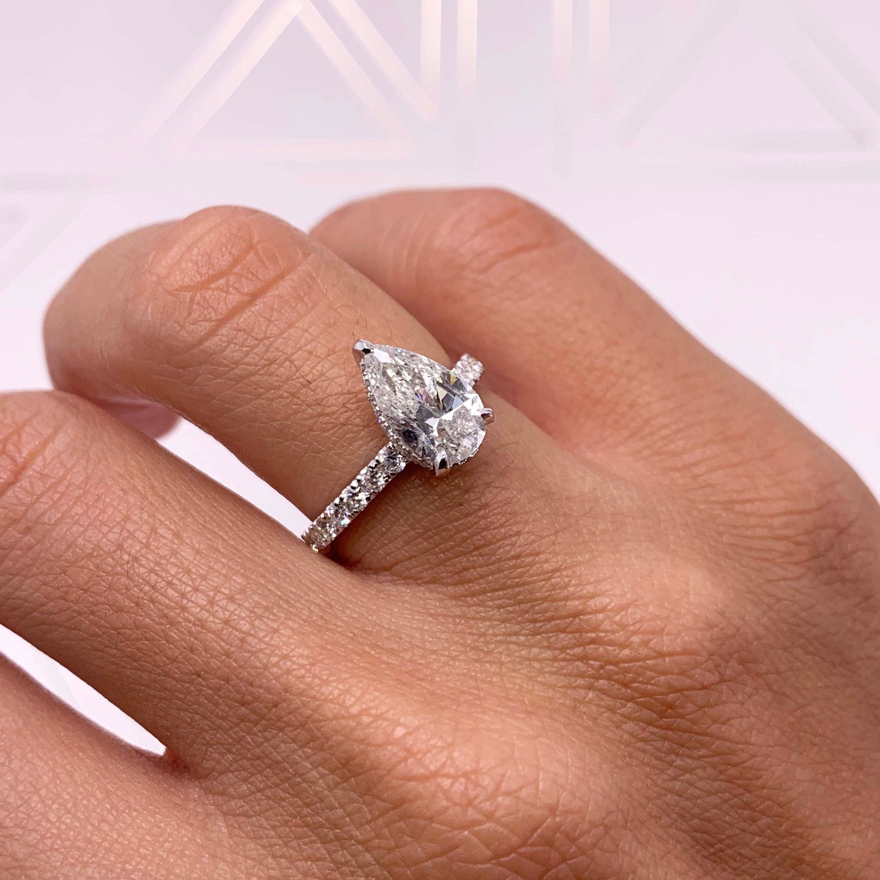 Buy Designer 2 CT Pear Shape Real Diamond Engagement Ring Online