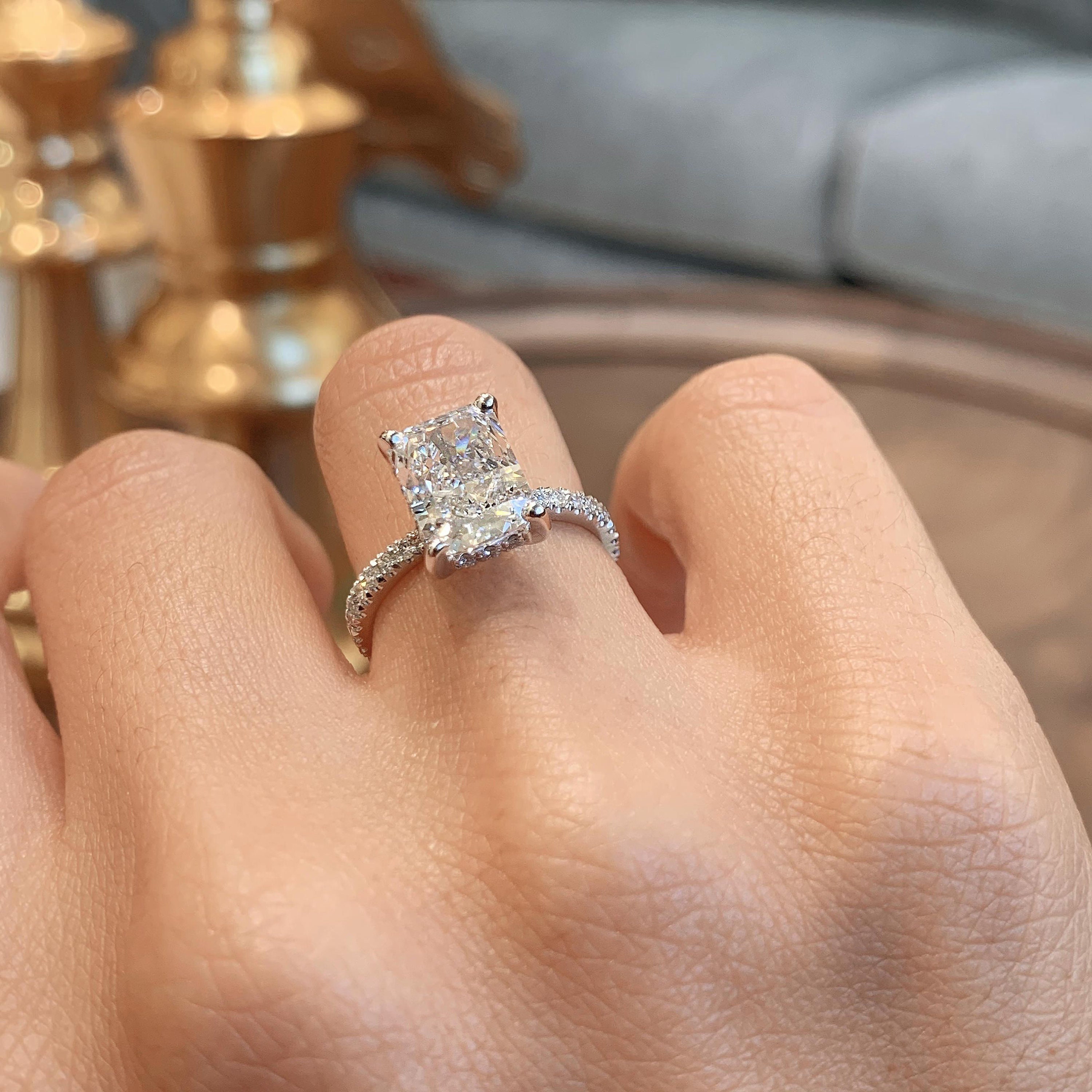 Big 5 Carat Diamond Cushion Cut Celebrity Engagement Ring Bridal Gift  Simulated | eBay