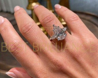 Juego Anillos Compromiso Plata 925 - 1.5 Quilates CZ, Forma Lágrima