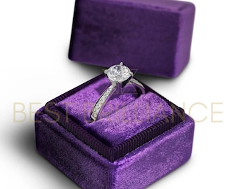 Diamond Engagement Ring, Round Brilliant Cut, 14K White Gold, Simple Diamond Engagement Ring, Diamond Wedding Band, Single Row Diamond Ring