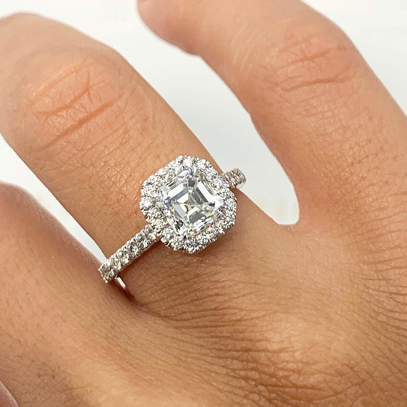 Bague de fiançailles en diamant taille Asscher de 2 carats - Etsy France