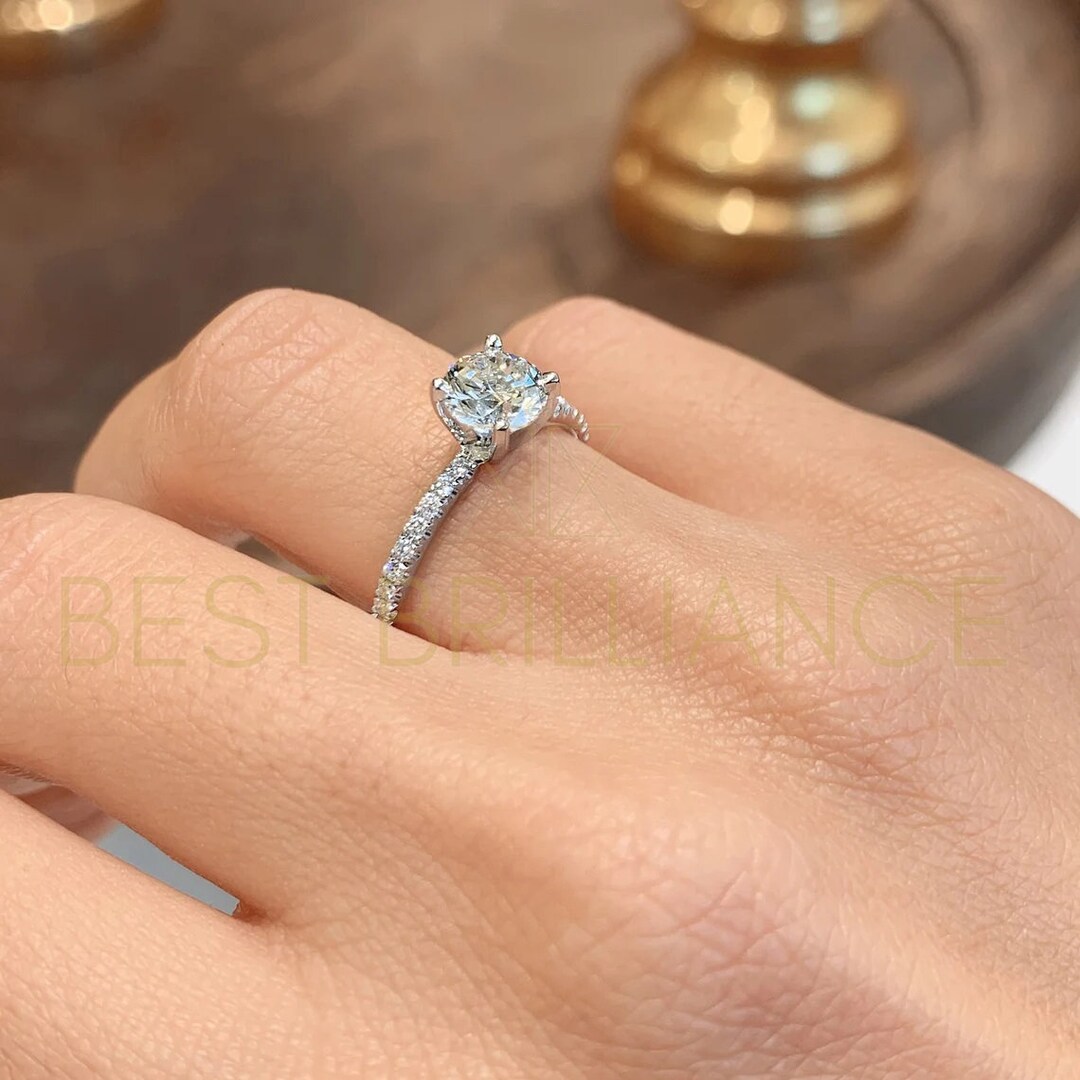 Diamond Engagement Ring, 14k Gold Ring, Natural Brilliant Diamonds