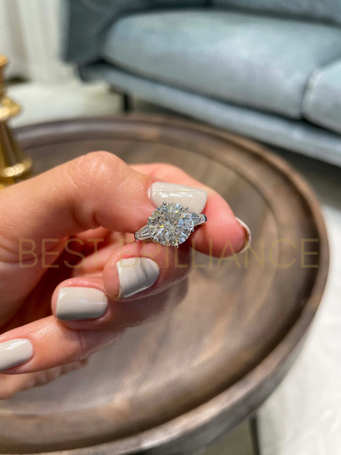 3.5 Carat Diamond Engagement Ring Style Round 3 Stones 14K White