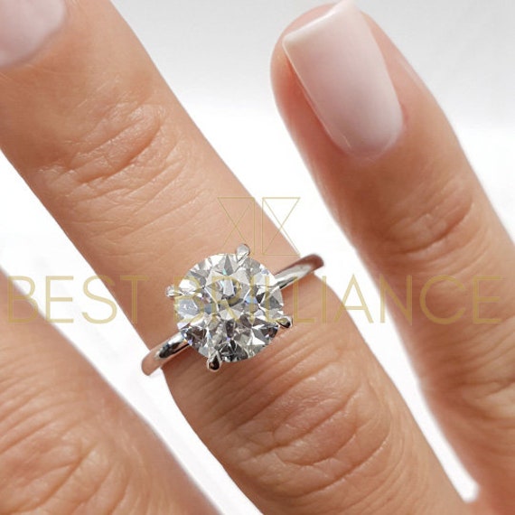 2.1 Carat Solitaire Engagement Ring 14k Gold Natural Diamond Ring