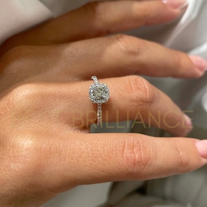 14K White Gold Engagement Ring style Round Halo Lab Grown Diamond proposal Ring 0.70 Carat - Claudia model