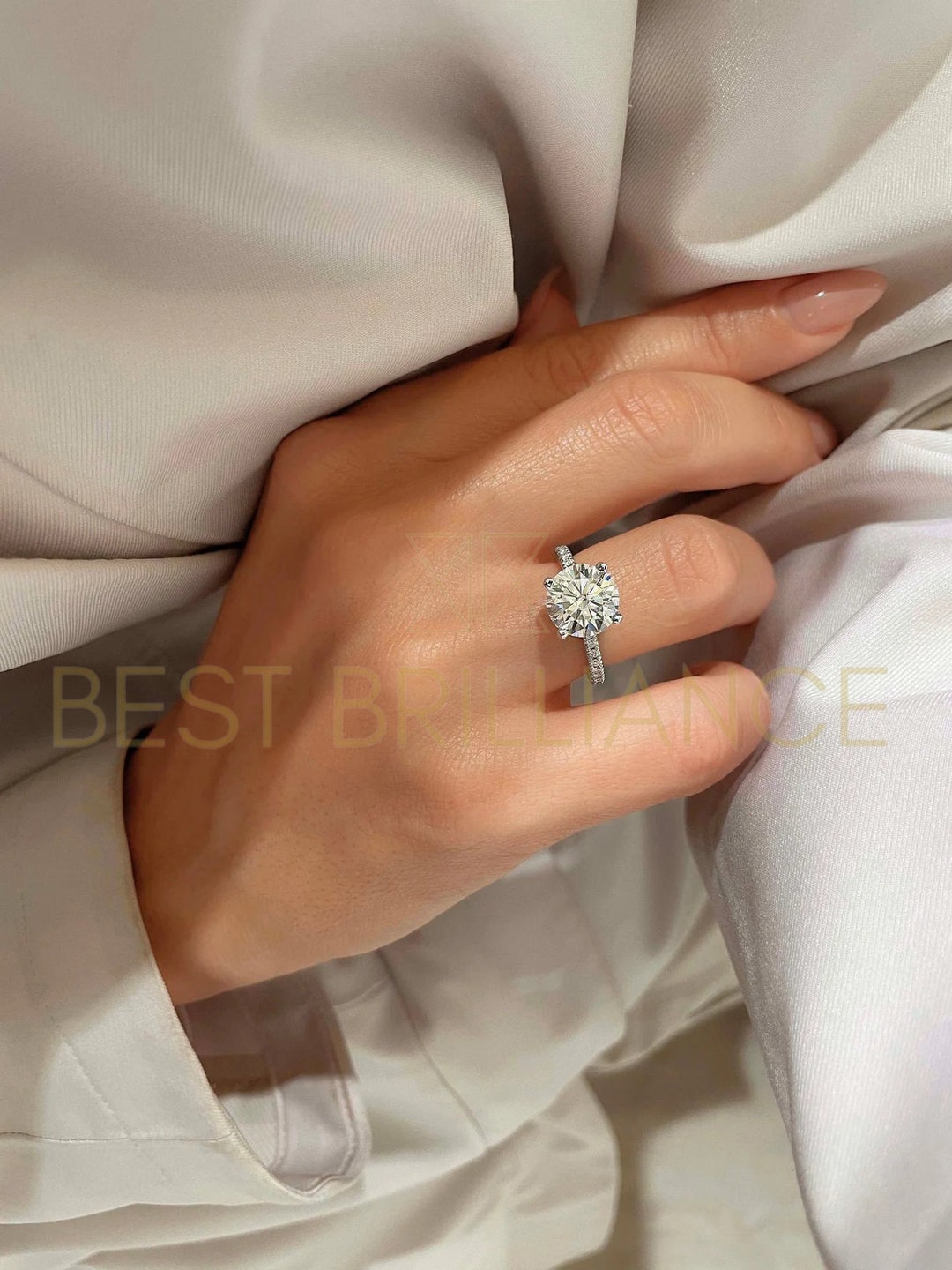 2.8 Carat Diamond Engagement Ring, 14K White Gold, Round Engagement Ring,  Pave Style Engagement Ring, Diamond Ring, Diamond, Free Shipping 