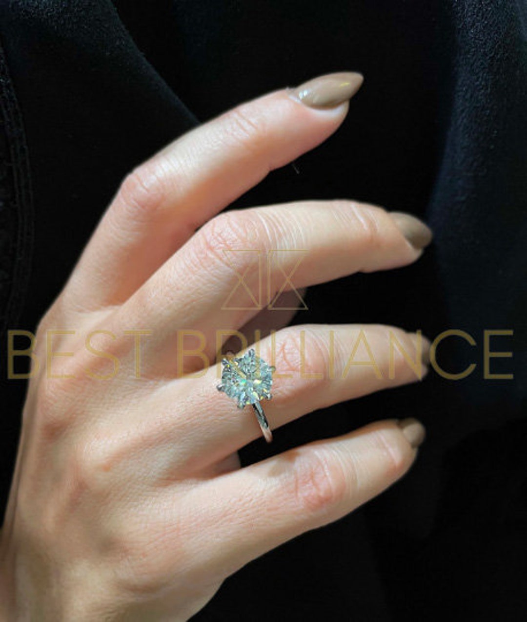Lab Grown Diamond Engagement Ring 2 Carat · Round Solitaire · 14K White ...