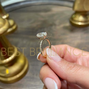 2.5 Ct F VS2 Round, Hidden Halo Design Diamond Engagement Ring, 14K Yellow Gold Ring Engagement, Diamond Gold Ring, Diamond Engagement Ring