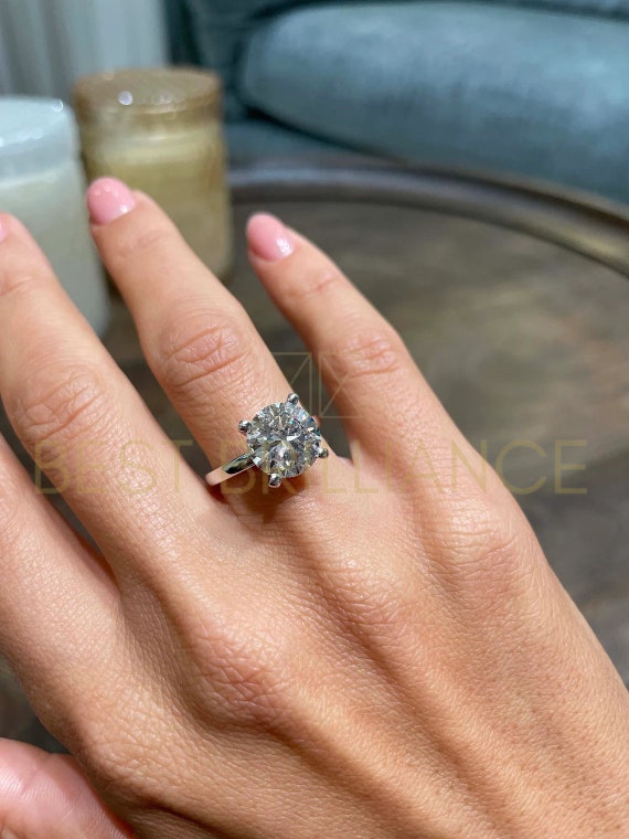 3.60 carat Cushion Cut Diamond Solitaire Engagement Ring | Lauren B Jewelry