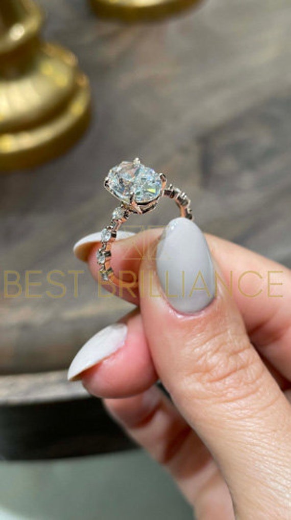 2 Carat Real Diamond Engagement Ring Round Cut Style, H VS2 Natural  Certified Diamond 18K White Gold Ring Perfect Promise Ring for Her - Etsy