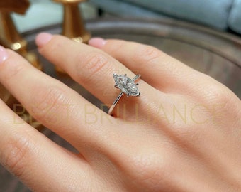 Marquise Diamond Engagement Ring, 1 Carat Marquise Shaped , 18K White Gold Diamond Ring, Marquise Diamond Ring, Solitaire Diamond Ring
