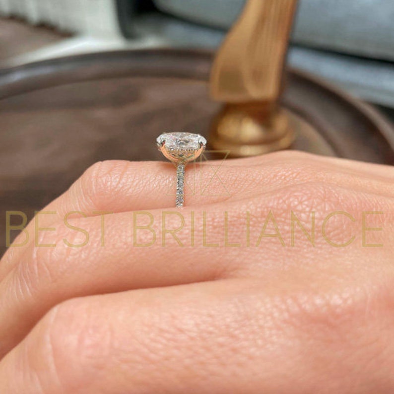 2.5 Ct F VS2 Round, Hidden Halo Design Diamond Engagement Ring, 14K Yellow Gold Ring Engagement, Diamond Gold Ring, Diamond Engagement Ring