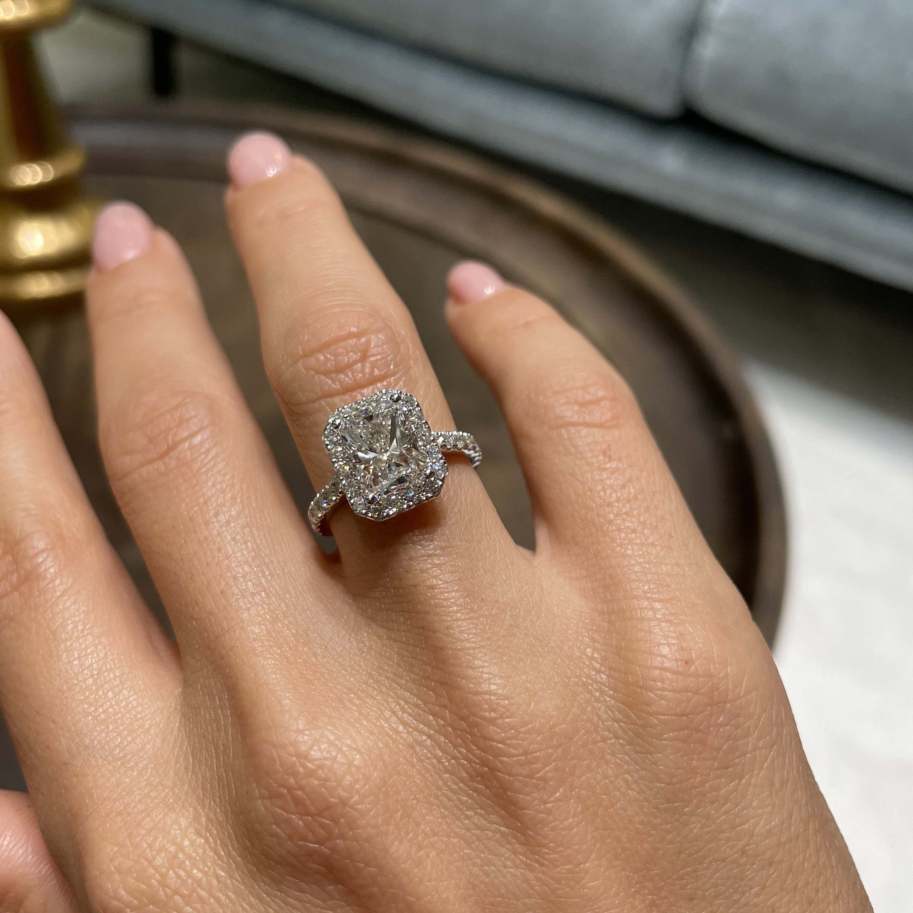 2.5ct Radiant Diamond Engagement Ring, F VS2 Radiant Engagement Ring, 14K White Gold Diamond Ring, Radiant Diamond Ring, Engagement Ring