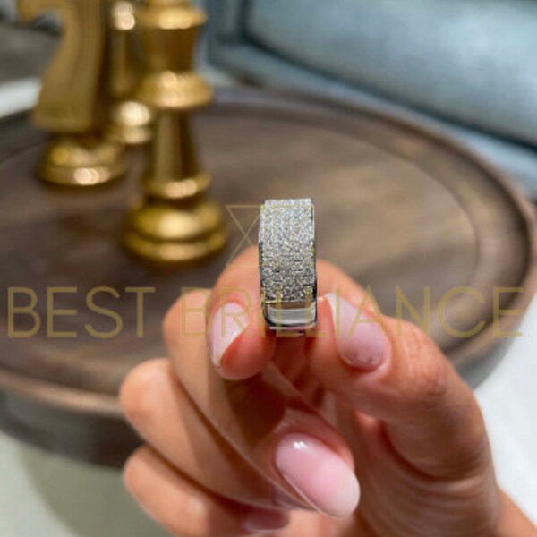 1 Carat Pave Wedding Diamond Ring Band Wide&Thick - FREE SHIPPING