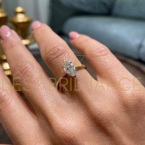 1 Ct Marquise Cut Moissanite Diamond Engagement Ring Solid 18k
