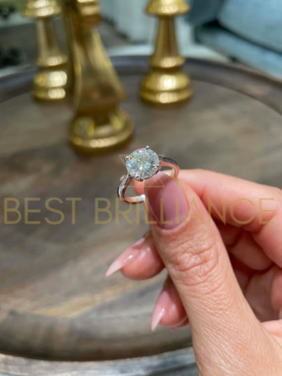 2.50 Ct Round Solitaire Engagement Ring - 14K White Gold, Man-Made Diamond, Size 6 - View #2