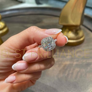 Perfect Sparkling  Engagement Ring 5 Ct Cushion Moissanite Special Occasion