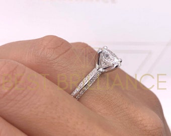 Diamond Engagement Ring, 14k Gold Ring, Natural Sparkling Round