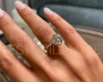 3.15 Carat Round Diamond Ring, IGI Certified Engagement Ring, Solid 14K White Gold, Grown Diamond, G Color VS2 Clarity, Anniversary Jewelry