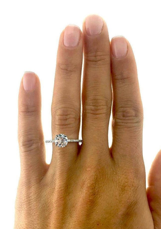 1.8ct Round Cut Wedding Bridal Engagement Anniversary Ring 14k White Gold 