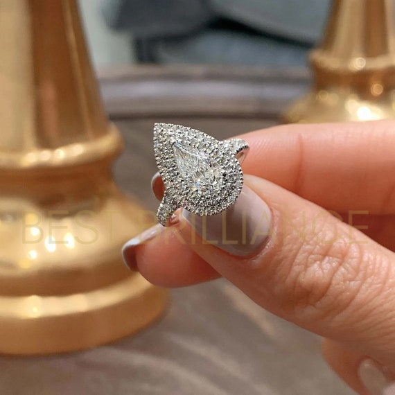 Three Stone Engagement Ring Round-Pear 4.5ctw – M Nassar