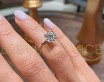 2 Carat E VS2, Diamond Engagement Ring, 14k Solid White Gold, Natural Round Brilliant Diamonds, Promise Ring, Classic Wedding Ring