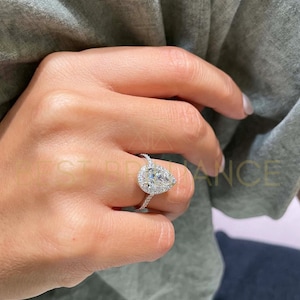 Platinum 2.50 Carat Diamond Engagement Ring Pear Halo style gorgeous Anniversary Ring for your loved