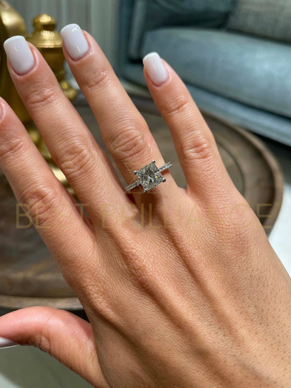 2.5 Carat Cushion Cut Diamond Engagement Ring Real Diamond 14K