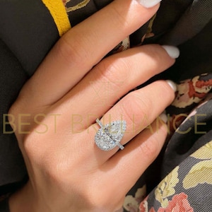 3 Carat Pear Diamond Luxury Engagement Ring Fine Art Deco Jewelry