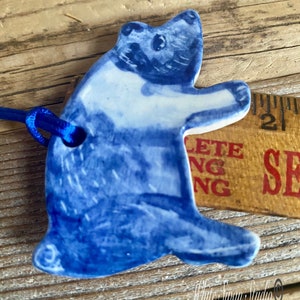 One Pig delftware, porcelain blue and white handmade ornaments. USA image 6