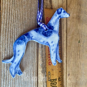 One Greyhound handmade, porcelain, delftware ornament. Ceramic Dog ornament, USA image 10